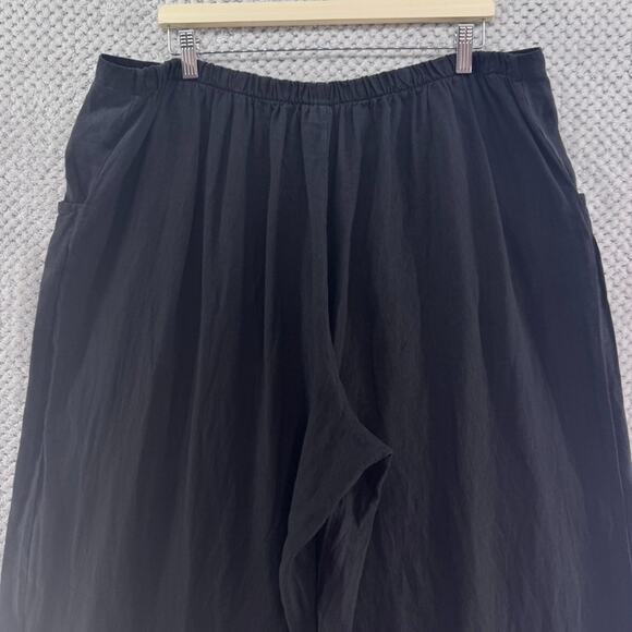 Bryn Walker Pants Womens 1X Black Linen Wide Leg Tapper Lagenlook Boho - Picture 7 of 16